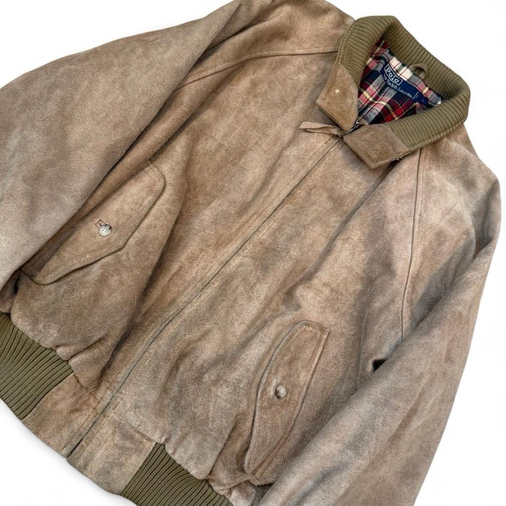 Vintage Polo Ralph Lauren Leather Suede Harrington Bomber Jacket Mens Large 90s - Picture 3 of 8